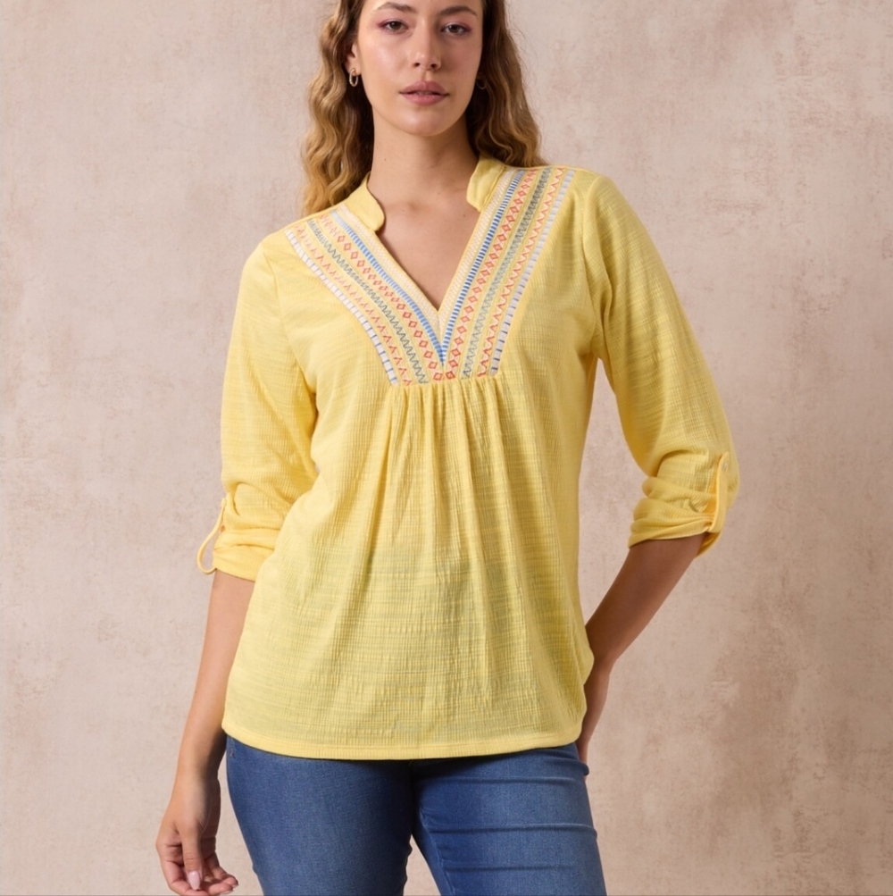 Ruby Rd. Petite Bella Vista Tops Yellow Lemon Size PS